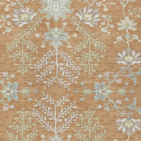 Copper And Ivory Oriental Washable Indoor Outdoor Area Rug Photo 3