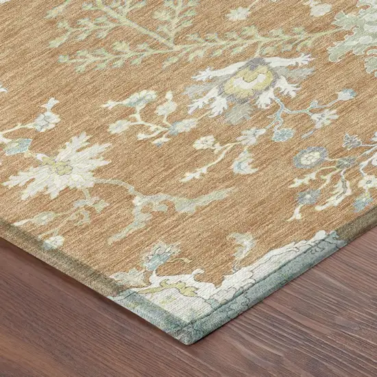 Copper And Ivory Oriental Washable Indoor Outdoor Area Rug Photo 7