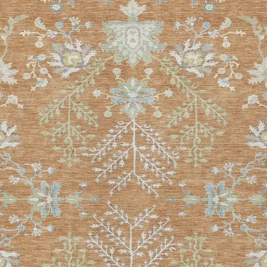 Copper And Ivory Oriental Washable Indoor Outdoor Area Rug Photo 3