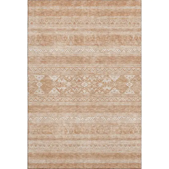 Copper And Ivory Southwestern Washable Area Rug With UV Protection Photo 1