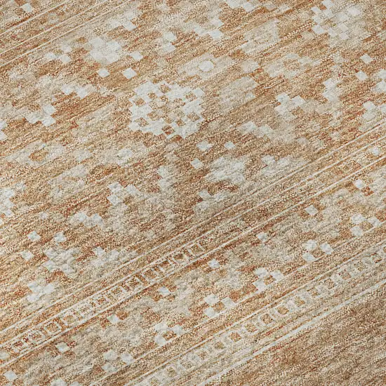 Copper And Ivory Southwestern Washable Area Rug With UV Protection Photo 3