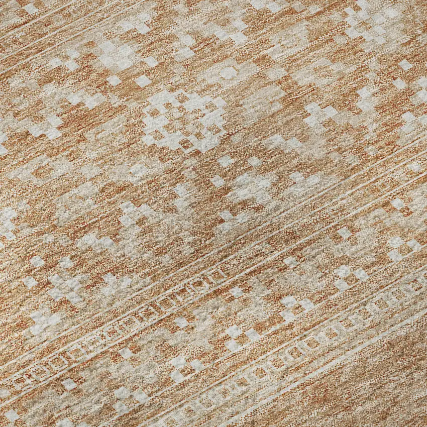 Copper And Ivory Southwestern Washable Area Rug With UV Protection Photo 3