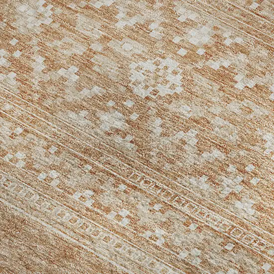 Copper And Ivory Southwestern Washable Area Rug With UV Protection Photo 4