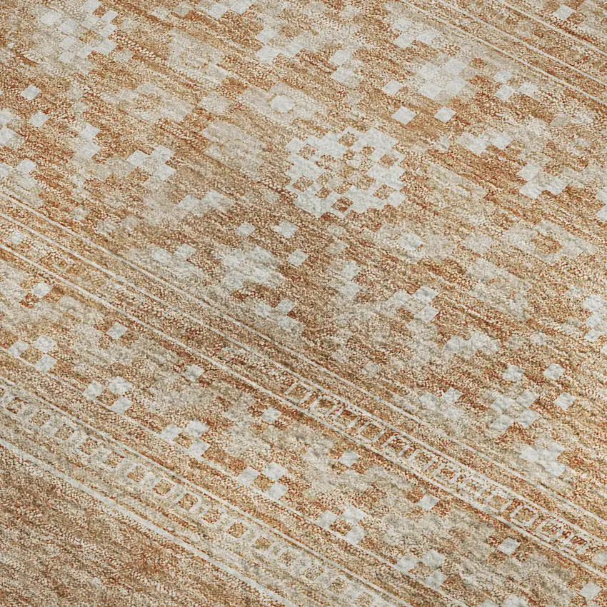 Copper And Ivory Southwestern Washable Area Rug With UV Protection Photo 4