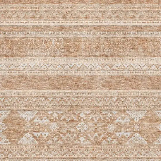 Copper And Ivory Southwestern Washable Area Rug With UV Protection Photo 4
