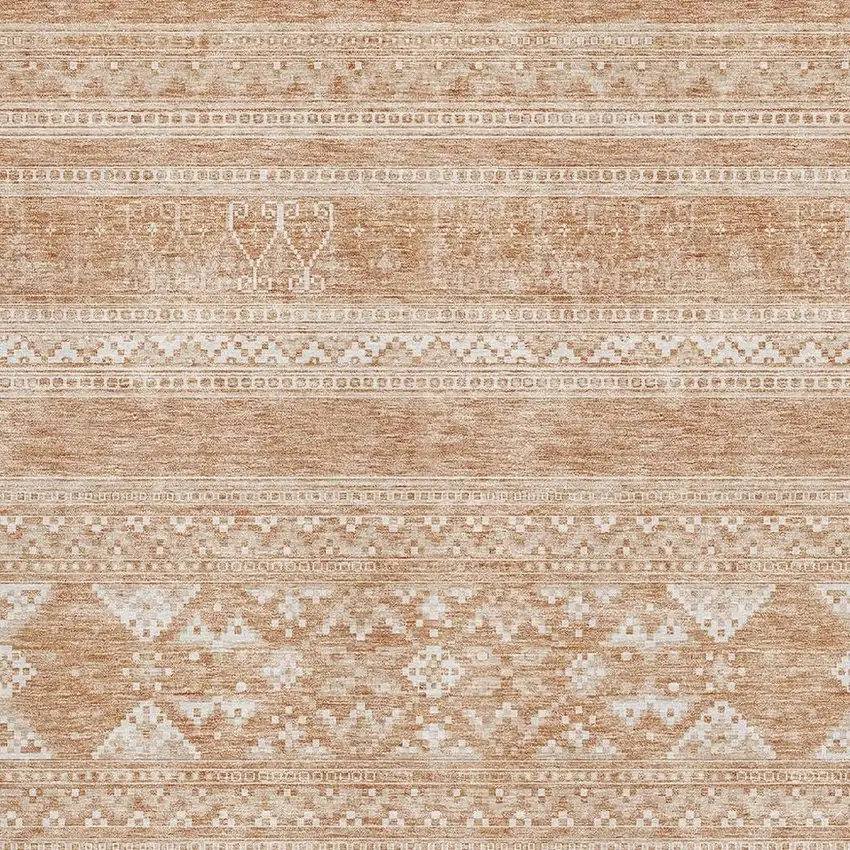 Copper And Ivory Southwestern Washable Area Rug With UV Protection Photo 4