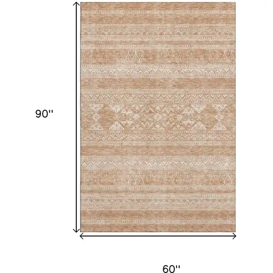 Copper And Ivory Southwestern Washable Area Rug With UV Protection Photo 3