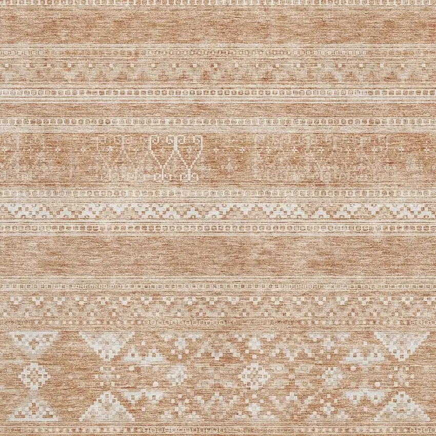 Copper And Ivory Southwestern Washable Area Rug With UV Protection Photo 4