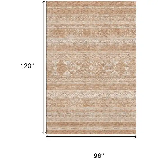 Copper And Ivory Southwestern Washable Area Rug With UV Protection Photo 3