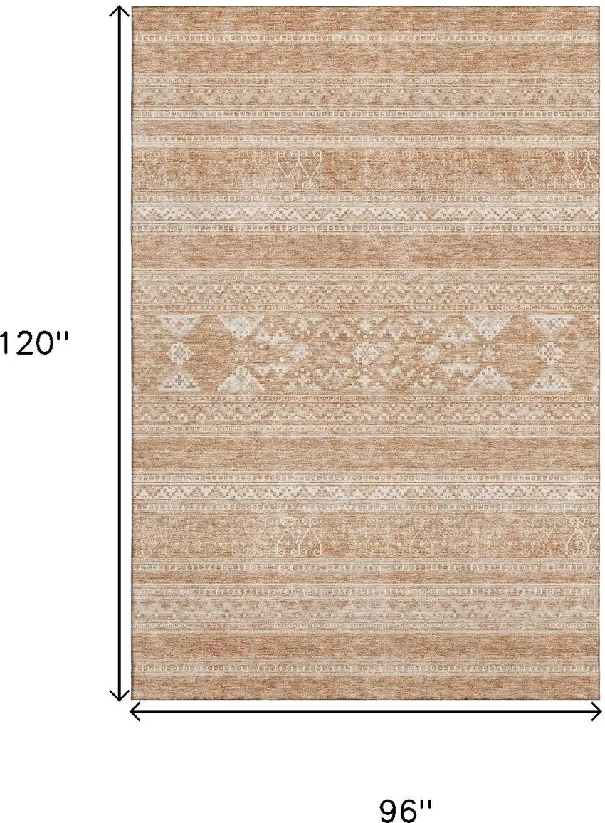 Copper And Ivory Southwestern Washable Area Rug With UV Protection Photo 3