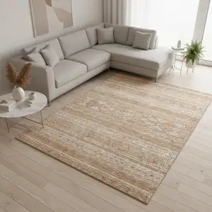Photo of Copper And Ivory Southwestern Washable Area Rug With UV Protection