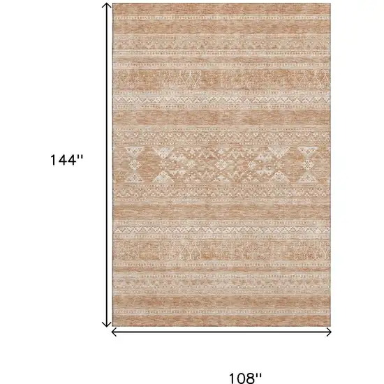 Copper And Ivory Southwestern Washable Area Rug With UV Protection Photo 3