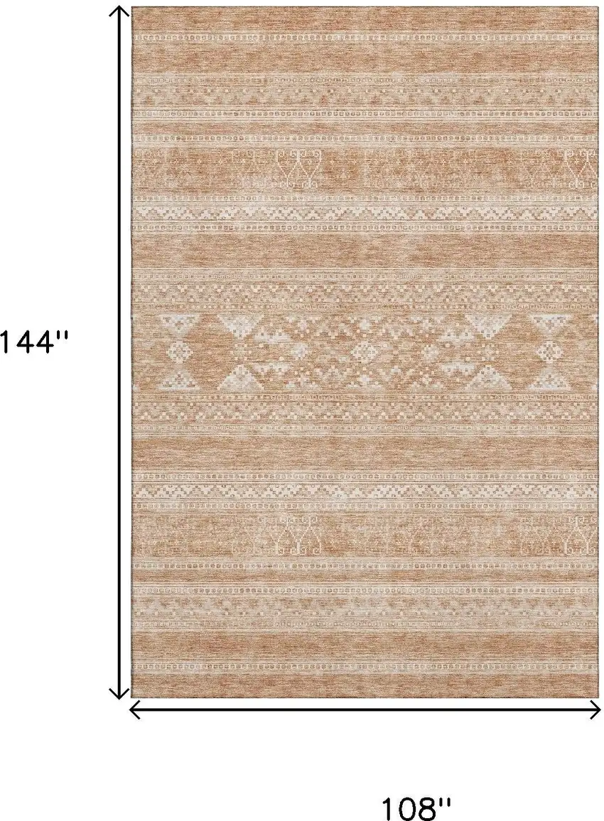 Copper And Ivory Southwestern Washable Area Rug With UV Protection Photo 3