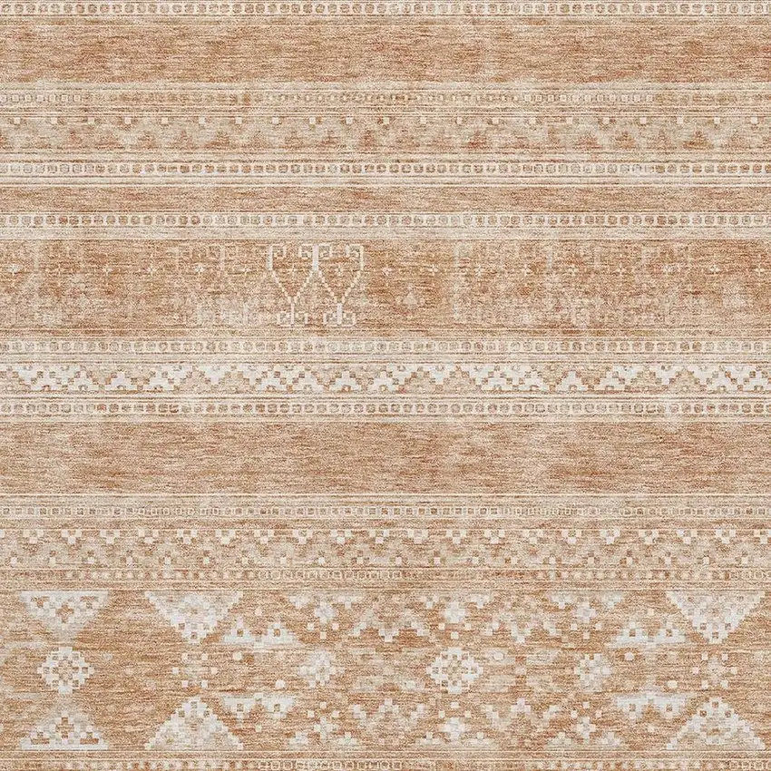 Copper And Ivory Southwestern Washable Area Rug With UV Protection Photo 4