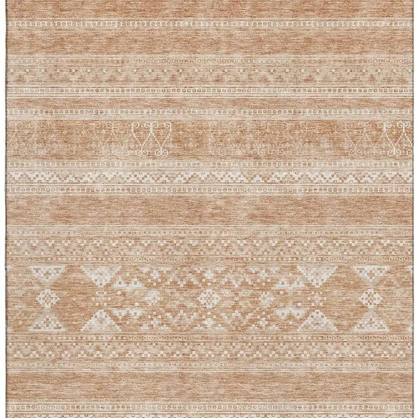 Copper And Ivory Southwestern Washable Area Rug With UV Protection Photo 5