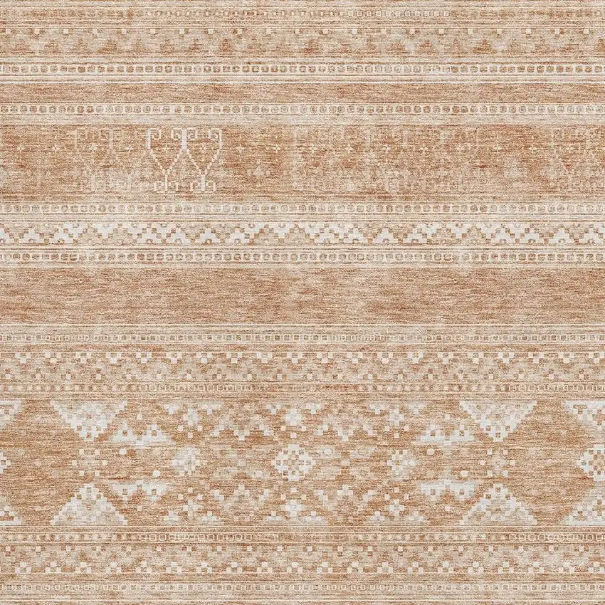 Copper And Ivory Southwestern Washable Area Rug With UV Protection Photo 4