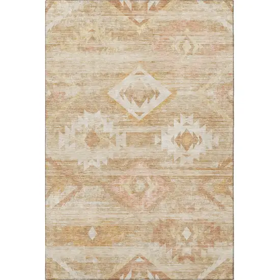 Copper And Ivory Southwestern Washable Area Rug With UV Protection Photo 4