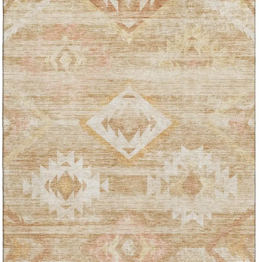 Copper And Ivory Southwestern Washable Area Rug With UV Protection Photo 3