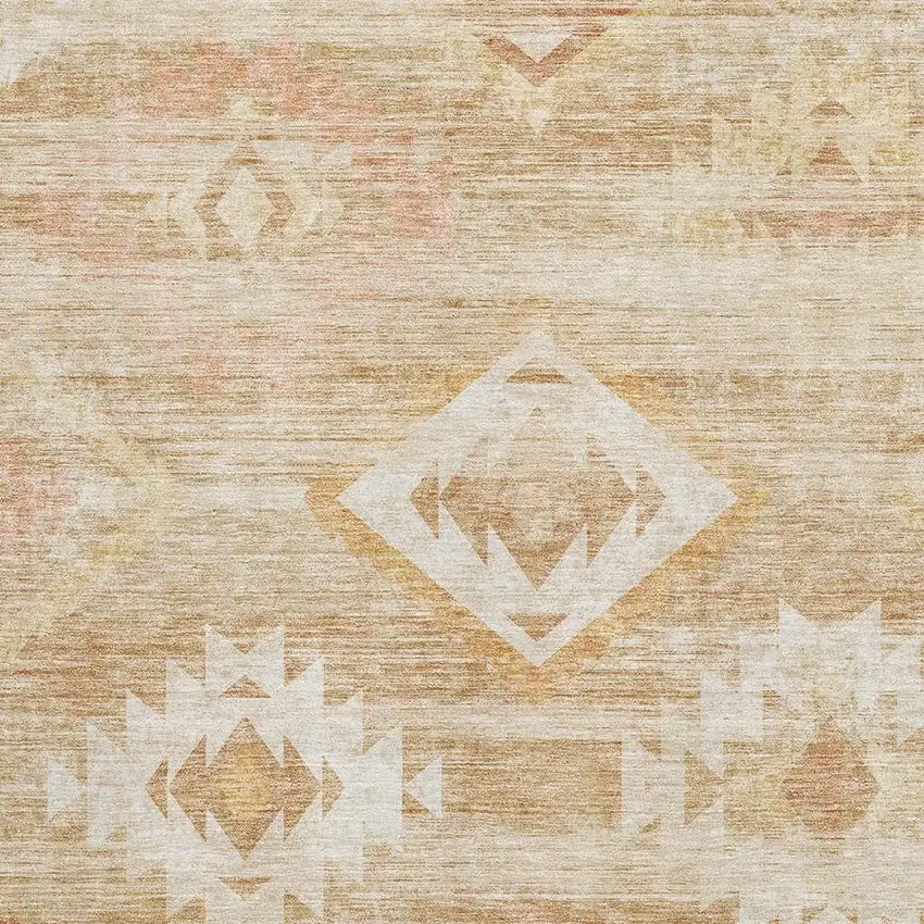 Copper And Ivory Southwestern Washable Area Rug With UV Protection Photo 3