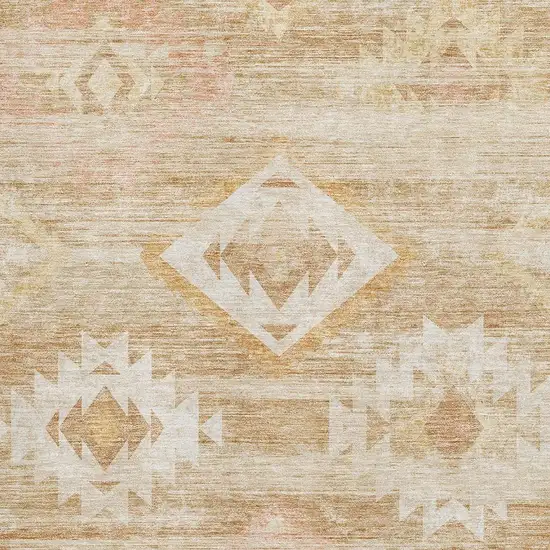 Copper And Ivory Southwestern Washable Area Rug With UV Protection Photo 3