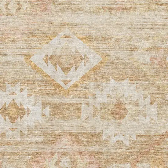 Copper And Ivory Southwestern Washable Area Rug With UV Protection Photo 3