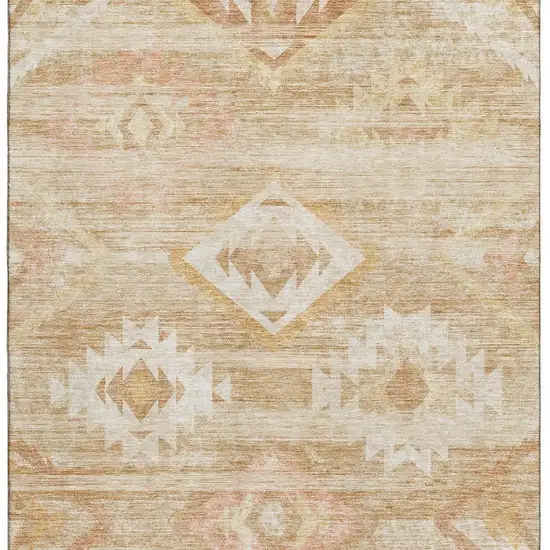 Copper And Ivory Southwestern Washable Area Rug With UV Protection Photo 3