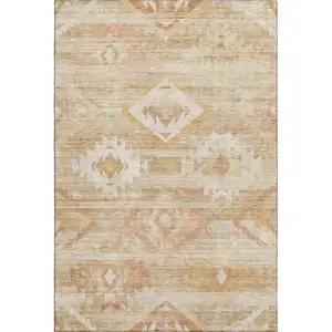 Photo of Copper And Ivory Southwestern Washable Area Rug With UV Protection