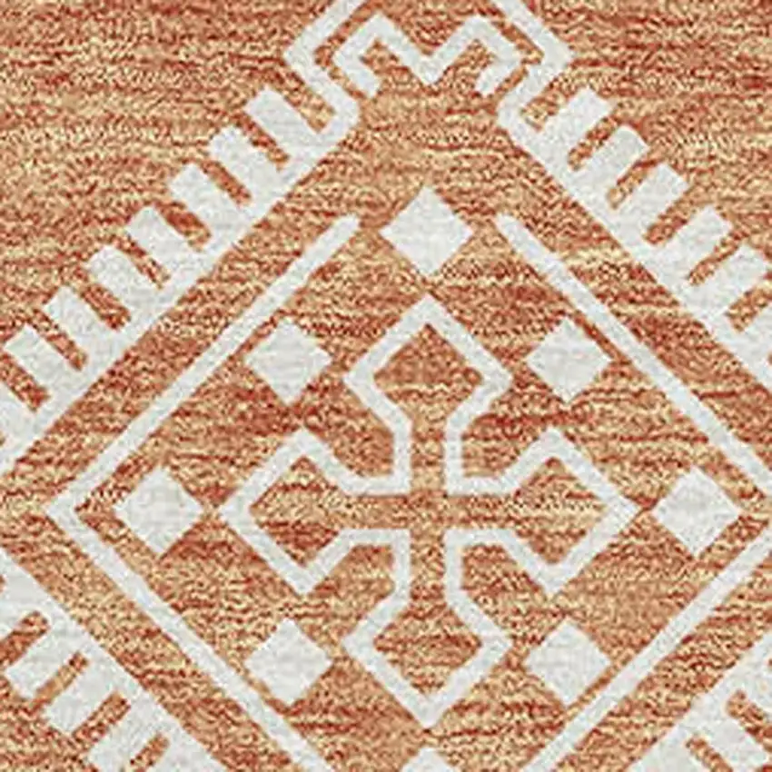 Copper And Ivory Southwestern Washable Area Rug With UV Protection Photo 3