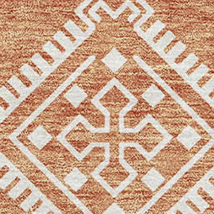 Copper And Ivory Southwestern Washable Area Rug With UV Protection Photo 3