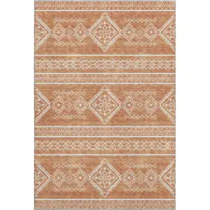 Photo of Copper And Ivory Southwestern Washable Area Rug With UV Protection