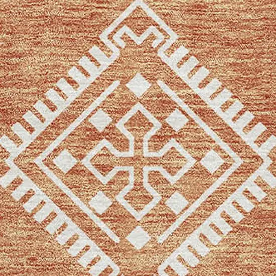 Copper And Ivory Southwestern Washable Area Rug With UV Protection Photo 4
