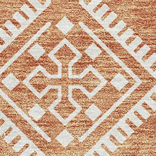 Copper And Ivory Southwestern Washable Area Rug With UV Protection Photo 3