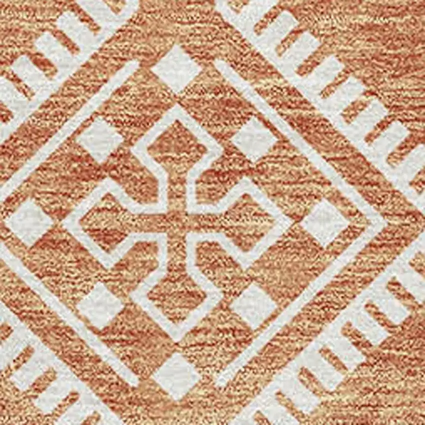 Copper And Ivory Southwestern Washable Area Rug With UV Protection Photo 3