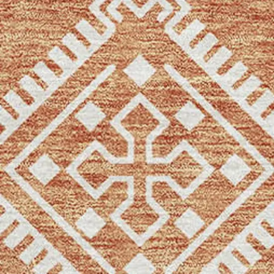 Copper And Ivory Southwestern Washable Area Rug With UV Protection Photo 3