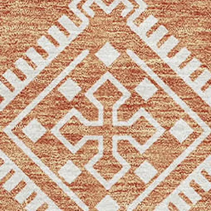 Copper And Ivory Southwestern Washable Area Rug With UV Protection Photo 3
