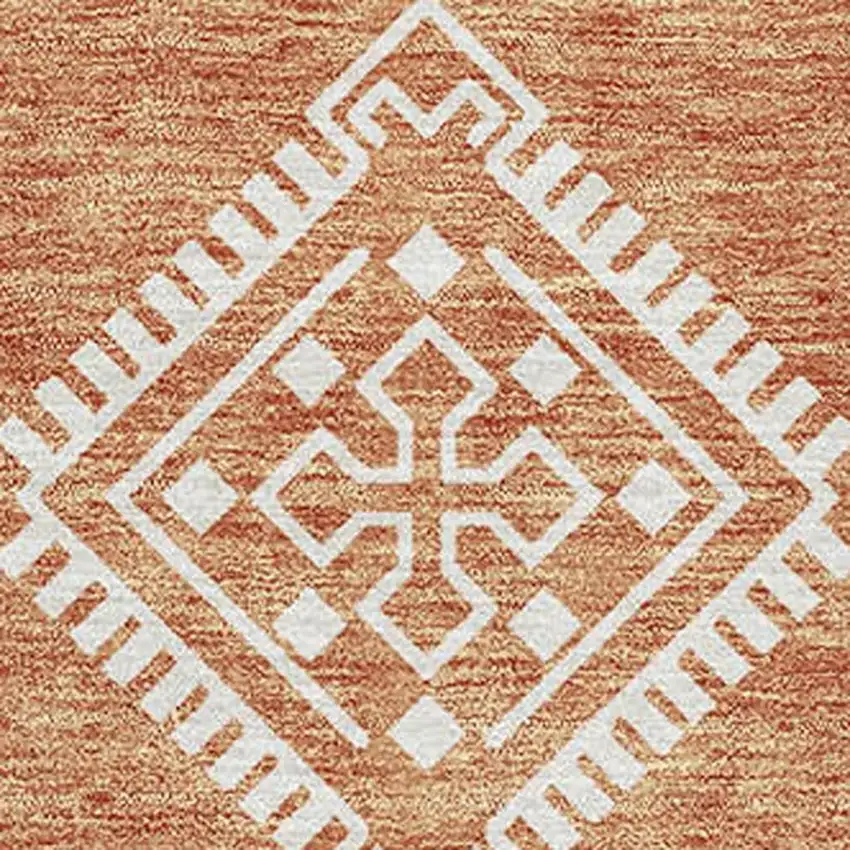 Copper And Ivory Southwestern Washable Area Rug With UV Protection Photo 4