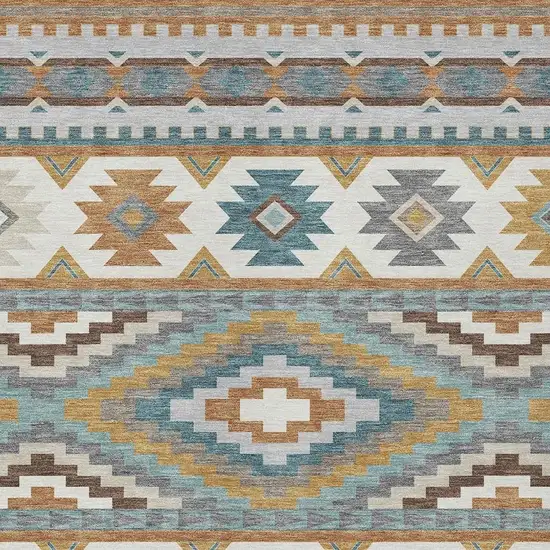 Copper And Ivory Southwestern Washable Indoor Outdoor Area Rug Photo 2