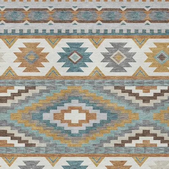 Copper And Ivory Southwestern Washable Indoor Outdoor Area Rug Photo 2
