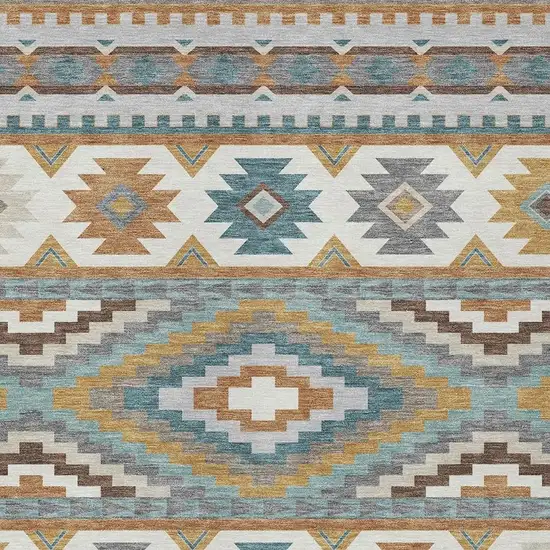 Copper And Ivory Southwestern Washable Indoor Outdoor Area Rug Photo 2
