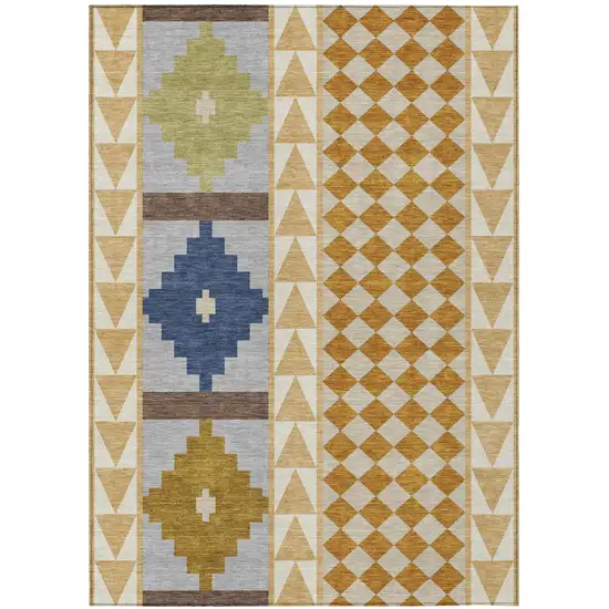 Copper And Ivory Southwestern Washable Indoor Outdoor Area Rug Photo 2