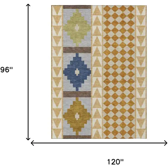 Copper And Ivory Southwestern Washable Indoor Outdoor Area Rug Photo 7