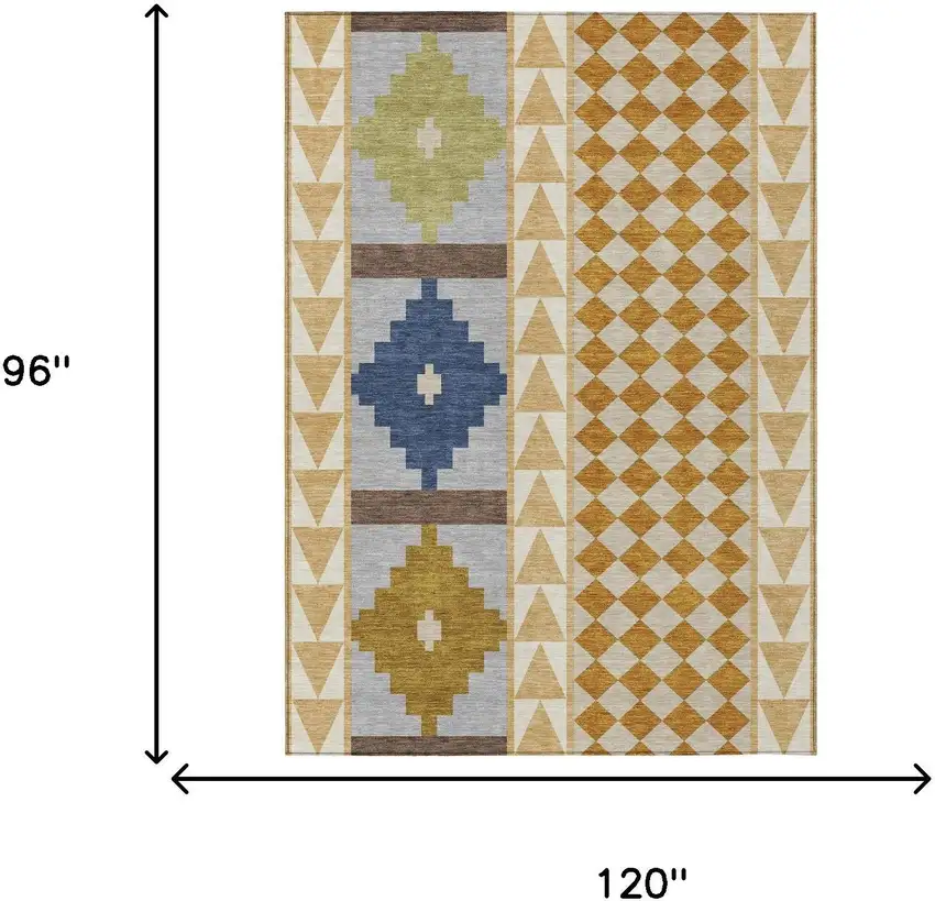 Copper And Ivory Southwestern Washable Indoor Outdoor Area Rug Photo 7
