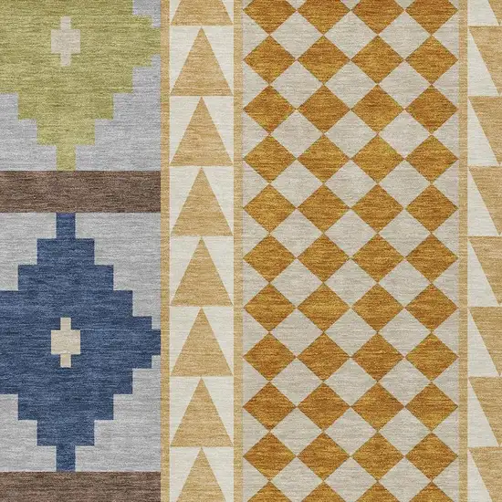 Copper And Ivory Southwestern Washable Indoor Outdoor Area Rug Photo 3