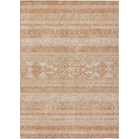 Copper And Ivory Southwestern Washable Indoor Outdoor Area Rug Photo 1
