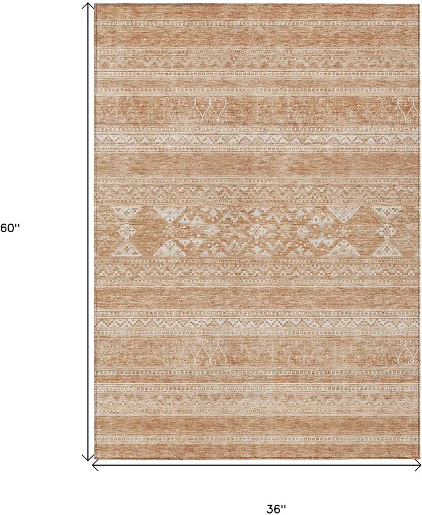 Copper And Ivory Southwestern Washable Indoor Outdoor Area Rug Photo 9
