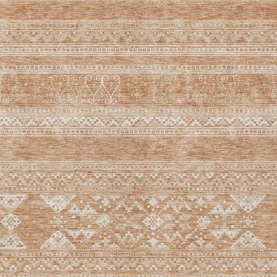 Copper And Ivory Southwestern Washable Indoor Outdoor Area Rug Photo 5
