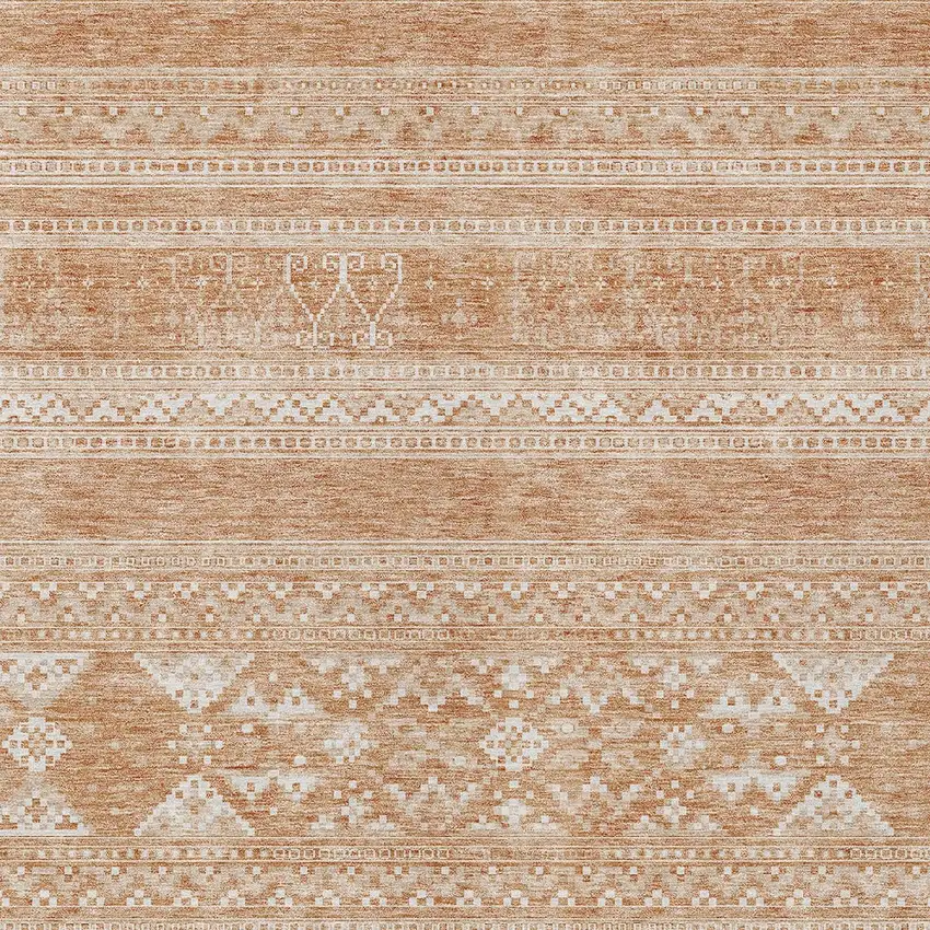 Copper And Ivory Southwestern Washable Indoor Outdoor Area Rug Photo 5