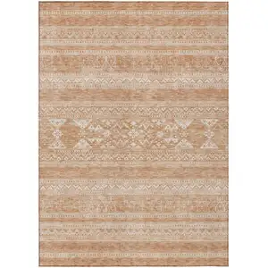 Photo of Copper And Ivory Southwestern Washable Indoor Outdoor Area Rug
