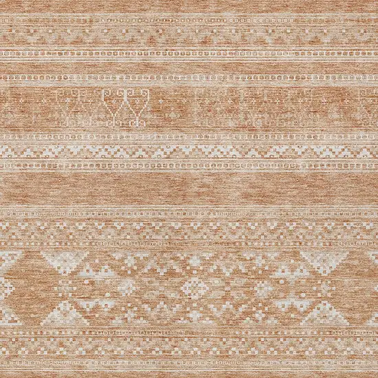 Copper And Ivory Southwestern Washable Indoor Outdoor Area Rug Photo 4