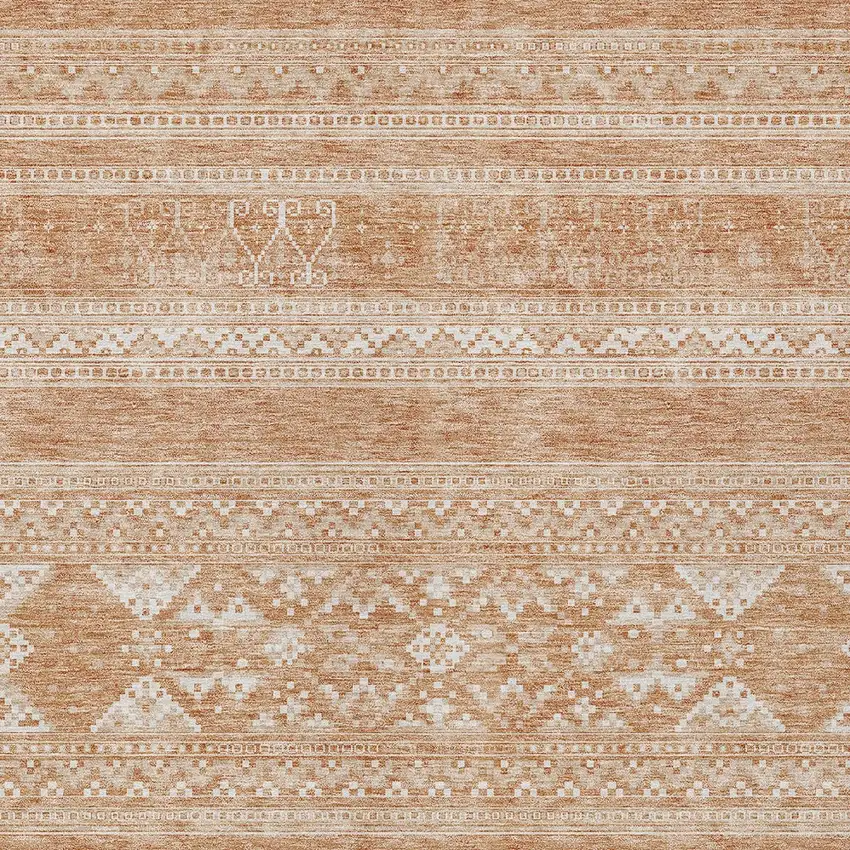 Copper And Ivory Southwestern Washable Indoor Outdoor Area Rug Photo 4